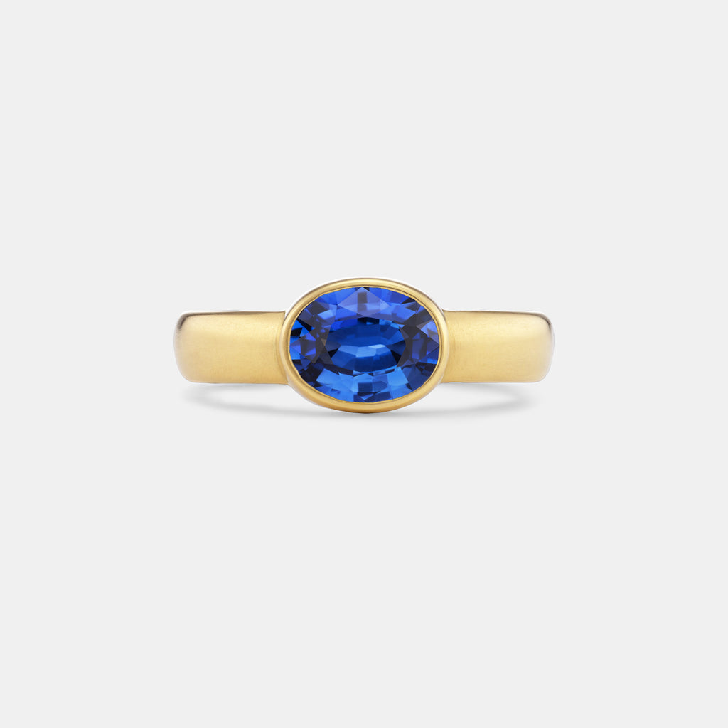 Sonoma Oval Ceylon Blue Sapphire Ring in 20K Peach Gold