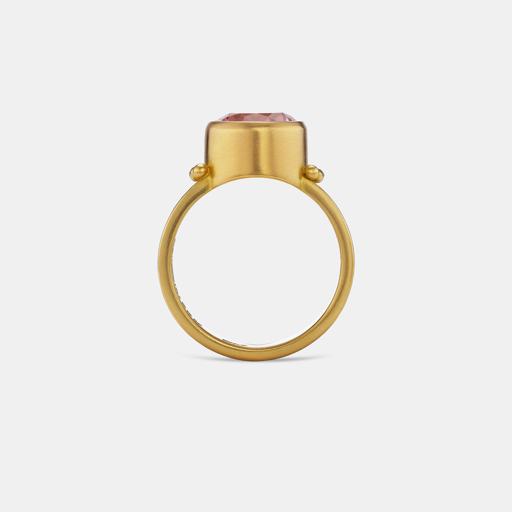 Regular Braid Five Row Oval Pink Tourmaline Ring in 20K Peach Gold- 7mm