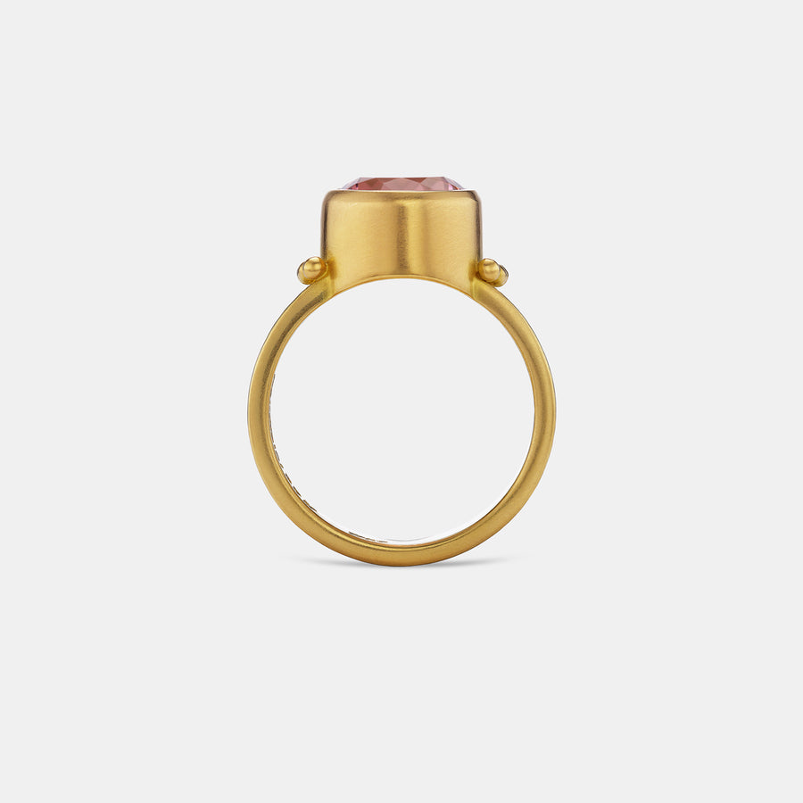 Regular Braid Five Row Oval Pink Tourmaline Ring in 20K Peach Gold- 7mm