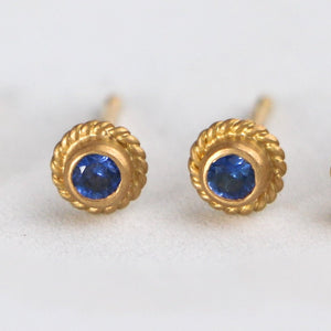 Holly Blue Sapphire Studs in 20K Peach Gold Reinstein Ross Goldsmiths