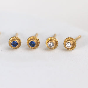 Holly Blue Sapphire Studs in 20K Peach Gold Reinstein Ross Goldsmiths