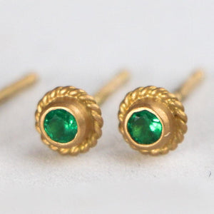 Holly Emerald Studs in 20K Peach Gold Reinstein Ross Goldsmiths