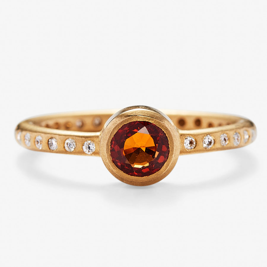 Hoopstock Round Orange Sapphire Ring in 20K Peach Gold Reinstein Ross Goldsmiths