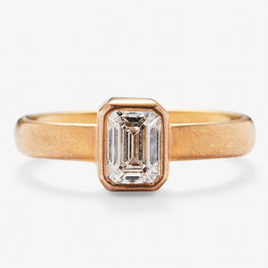 Sonoma Emerald Cut Diamond Ring in 22K Apricot Gold Reinstein Ross Goldsmiths