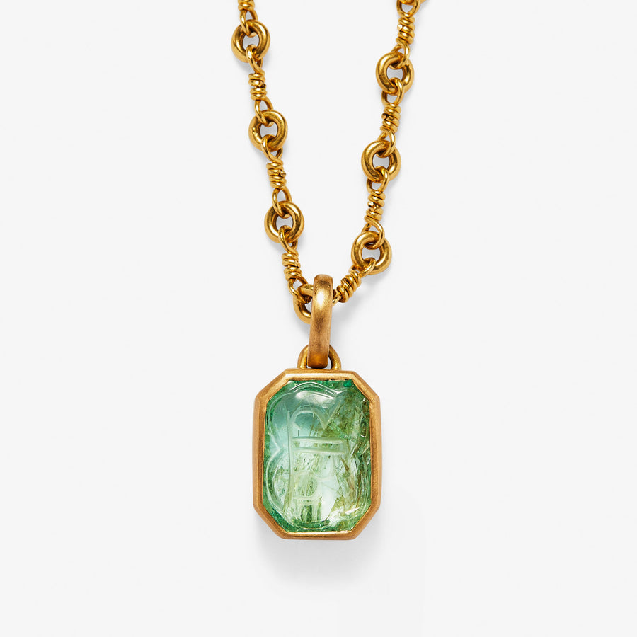 Sedona Carved Emerald Pendant in 20K Peach Gold Reinstein Ross Goldsmiths