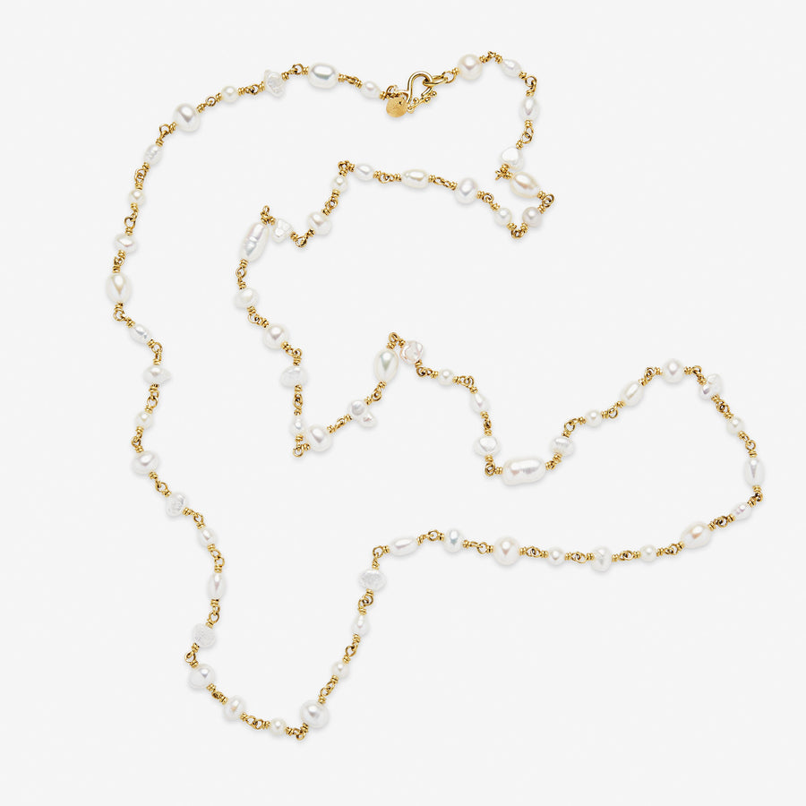 Isabella "Treasure Chest" Pearl Necklace in 20K Peach Gold- 28'' Reinstein Ross Goldsmiths