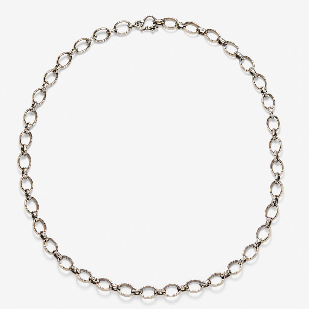 Sonoma Mixed Link Pave Diamond Chain Necklace in 18K Alpine Gold