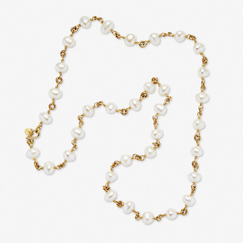 Isabella "Pia" Small South Sea Pearl Necklace in 22K Nectar Gold- 30" Reinstein Ross Goldsmiths