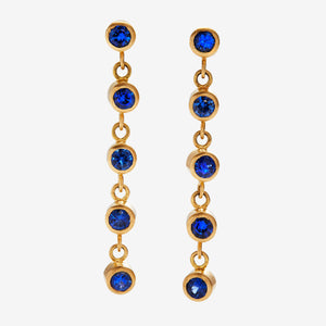 Meadow Rivière Blue Sapphire Earrings in 20K Peach Gold Reinstein Ross Goldsmiths