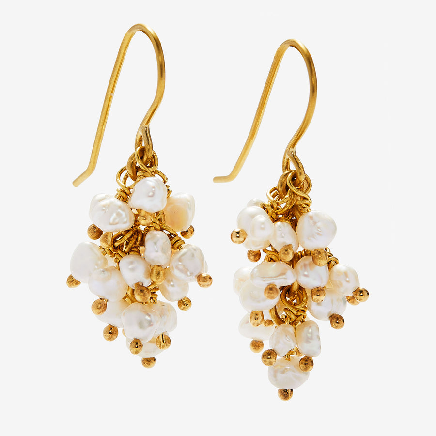 14K Solid Gold Sofia Earrings in White Pearl – Kamo by Kary Brittingham