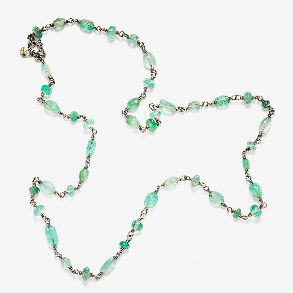 Isabella "Treasure Chest" Emerald Necklace in 18K Alpine Gold- 22'' Reinstein Ross Goldsmiths