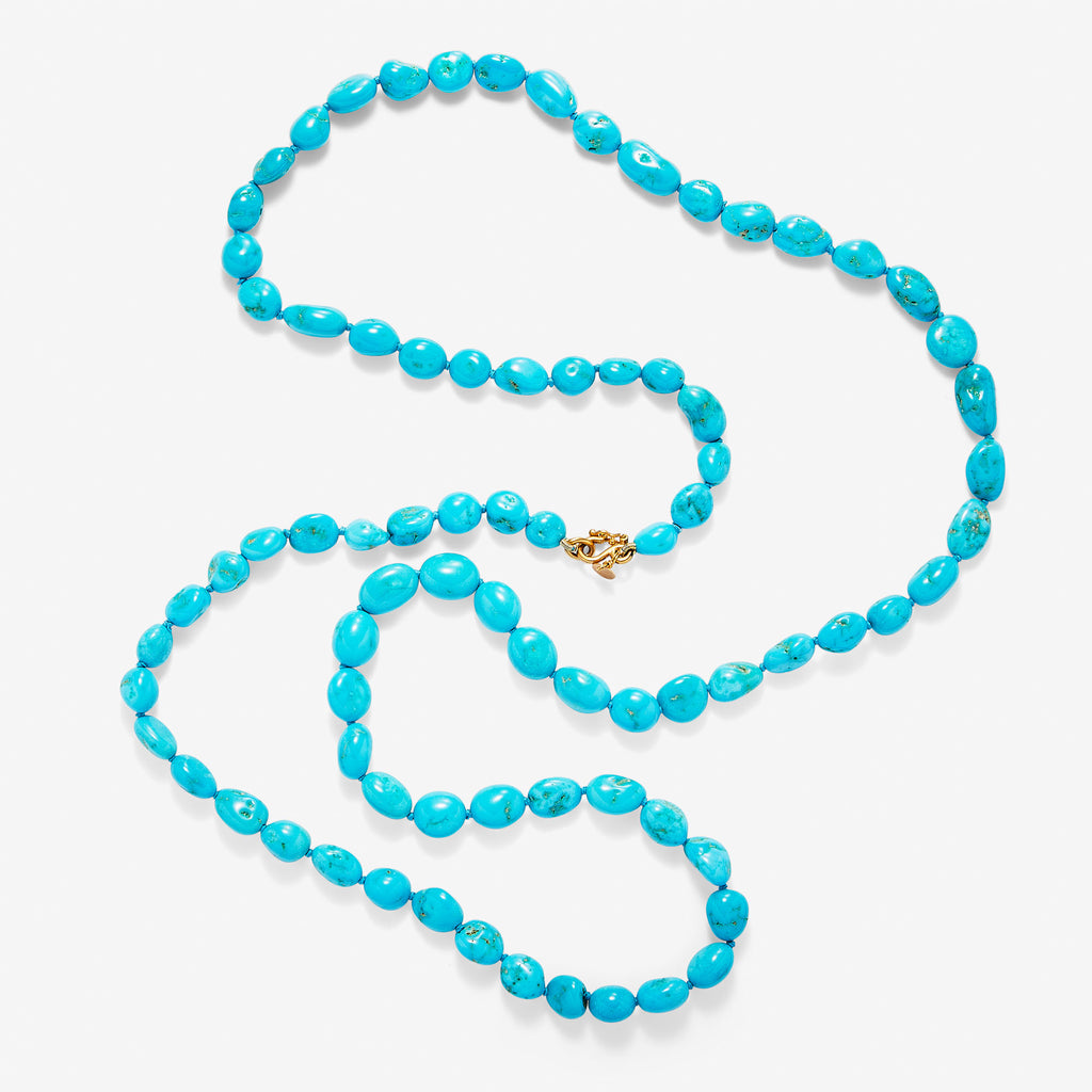 Strand Turquoise with 22K Apricot Gold Clasp- 32" Reinstein Ross Goldsmiths