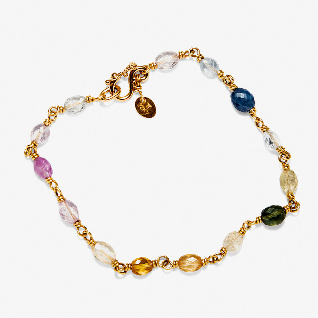 Isabella "Treasure Chest" Faceted Sapphire Bracelet in 22K Nectar Gold Reinstein Ross Goldsmiths