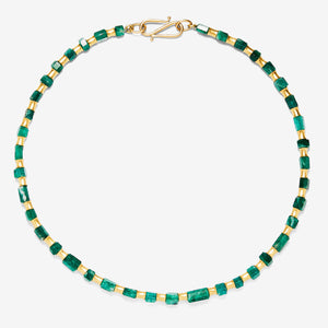Sonoma "Flared Tube" Raw Emerald Necklace in 20K Peach Gold Reinstein Ross Goldsmiths