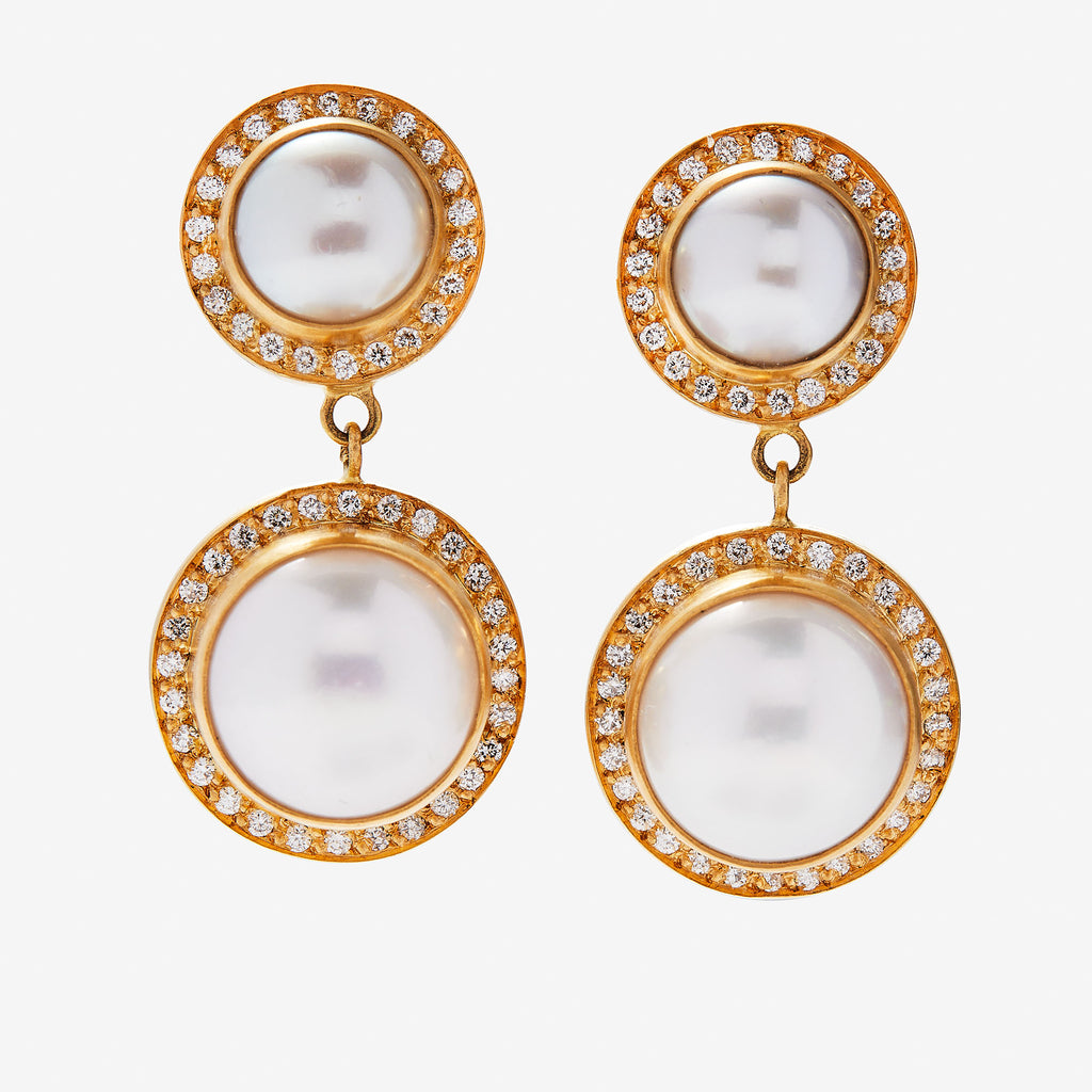 Shimmer Sahara "Empress" Pearl Earrings in 20K Peach Gold Reinstein Ross Goldsmiths