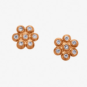 Snowdrop Small Diamond Studs in 22K Apricot Gold Reinstein Ross Goldsmiths