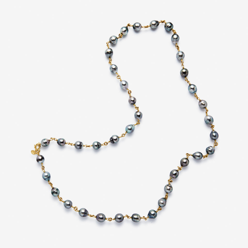 Isabella "Pia" Tahitian South Sea Pearl Necklace in 22K Nectar Gold- 31" Reinstein Ross Goldsmiths
