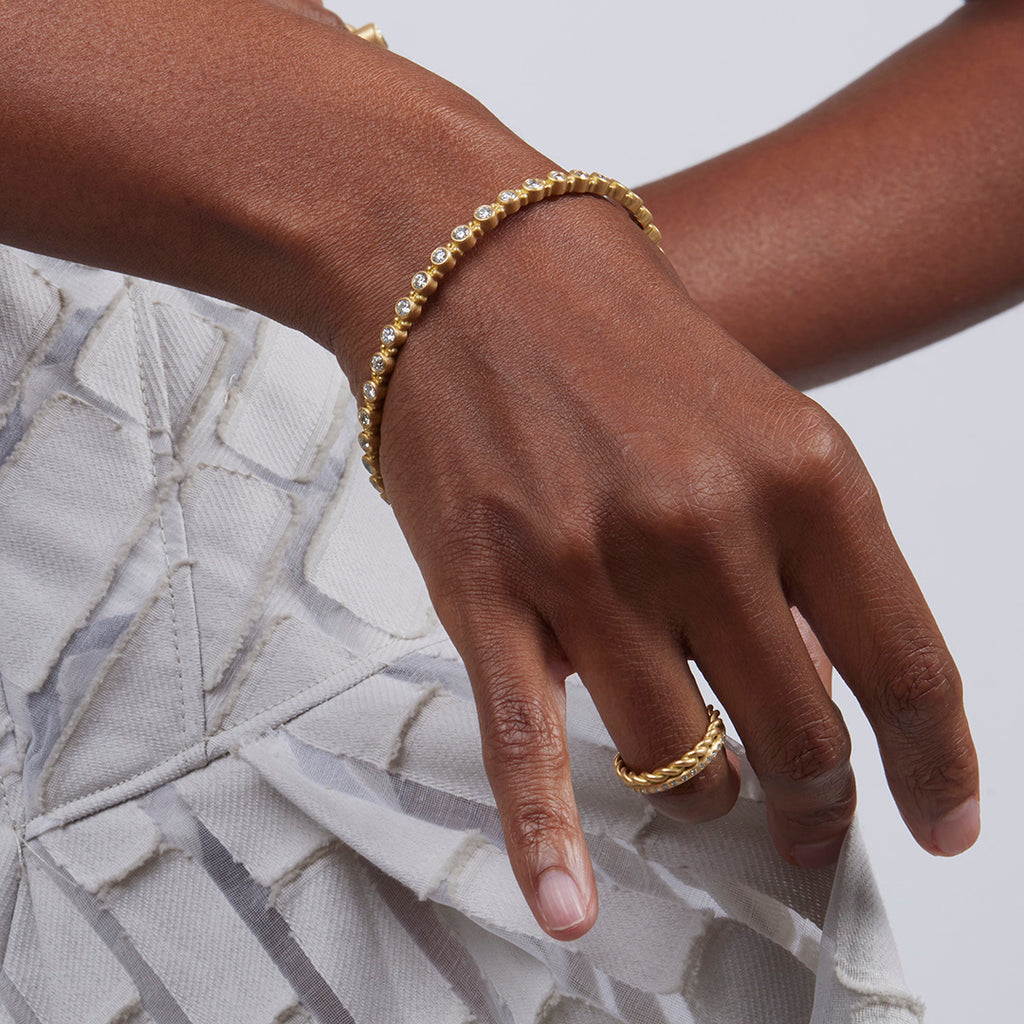 Hitched Duo Diamond Band in 20K Peach Gold