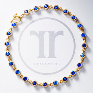 Meadow Rivière Large Blue Sapphire Bracelet in 20K Peach Gold Reinstein Ross Goldsmiths