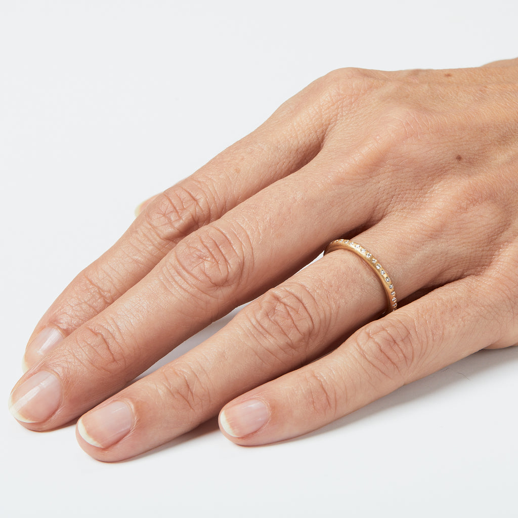 Classic Diamond Halfway Band in 20K Peach Gold- 2mm