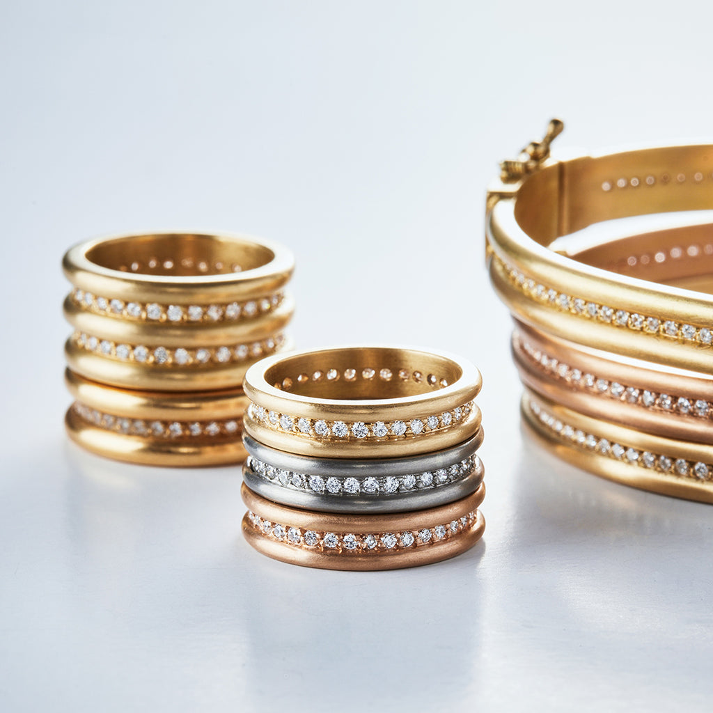 Shimmer Mini Diamond Band in 22K Apricot Gold