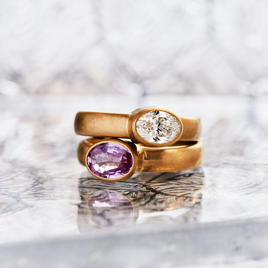 Sonoma Oval Pink Sapphire Ring in 20K Peach Gold Reinstein Ross Goldsmiths