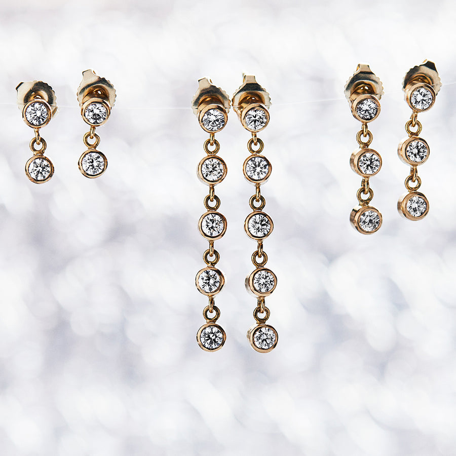 Meadow Triple Large Diamond Earrings in 20K Peach Gold Reinstein Ross Goldsmiths