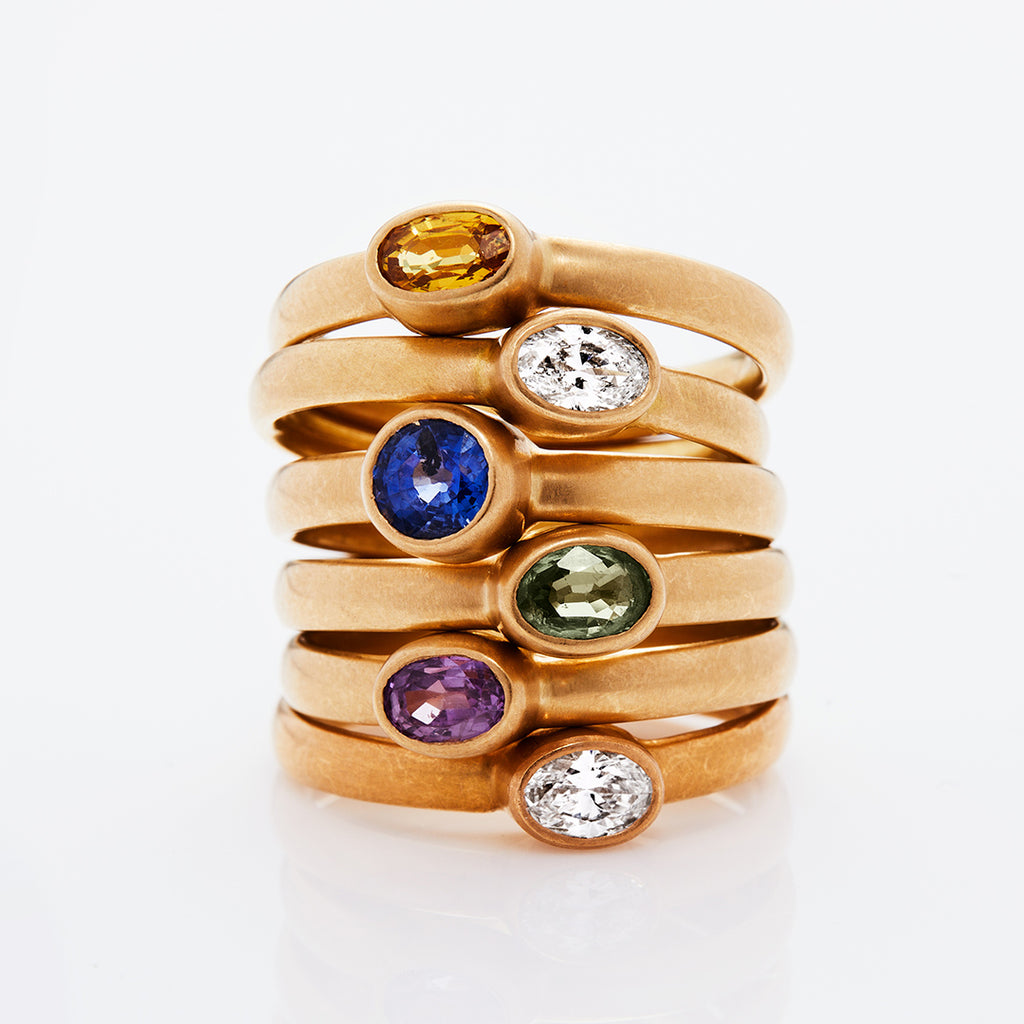 Sonoma Mini Oval Green Sapphire Ring in 20K Peach Gold