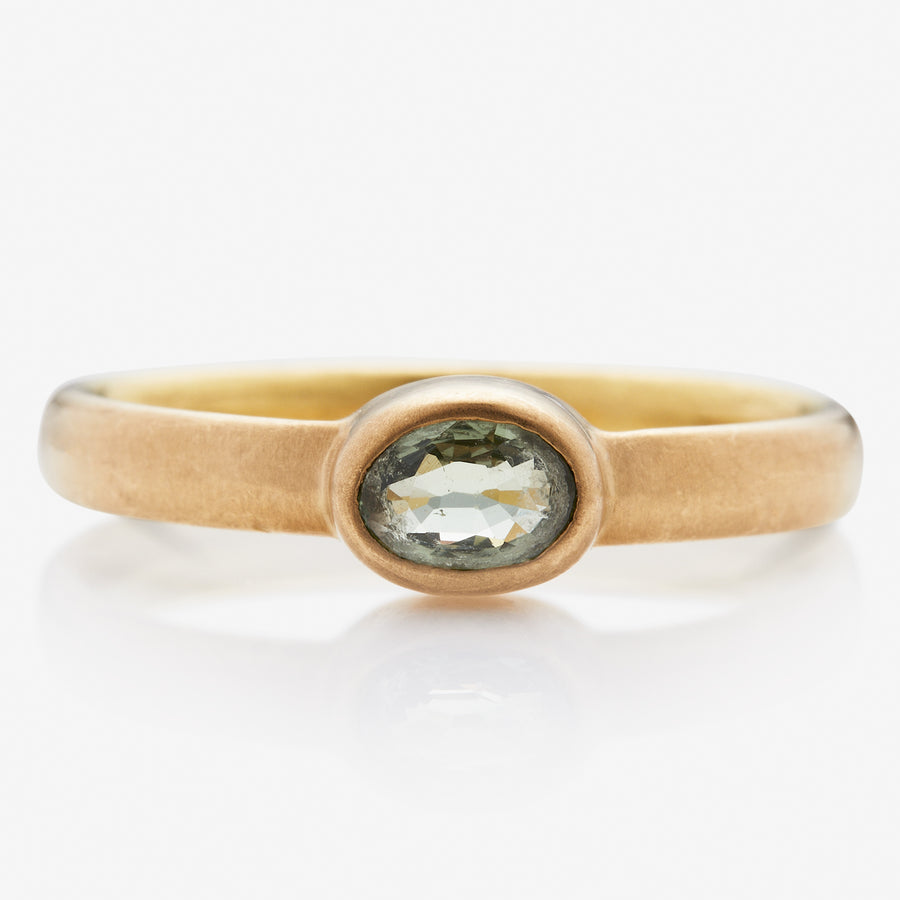 Sonoma Mini Green Sapphire Ring in 20K Peach Gold Reinstein Ross Goldsmiths
