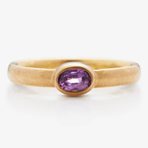 Sonoma Mini Oval Pink Sapphire Ring in 20K Peach Gold Reinstein Ross Goldsmiths