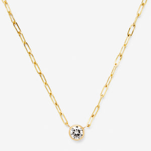 Sedona Round Diamond Pendant on Tivoli Small Chain Necklace in 20K Peach Gold- 18" Reinstein Ross Goldsmiths