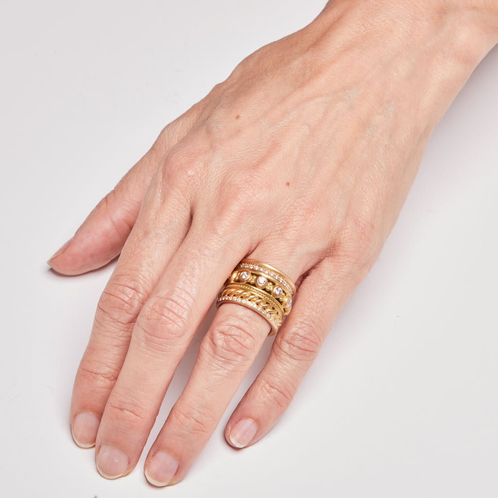 Hitched Quintet Diamond Band in 20K Peach Gold