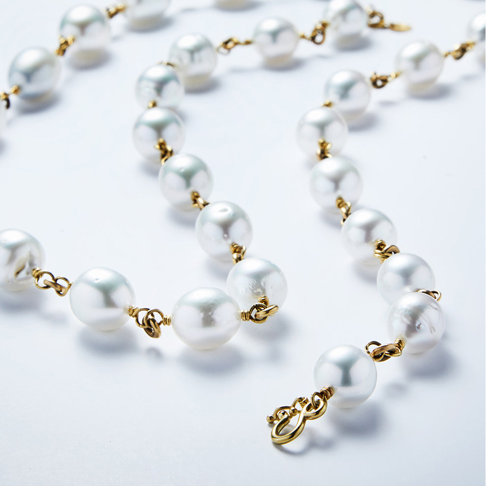 Isabella "Pia" Large South Sea Pearl Necklace in 22K Nectar Gold- 30"