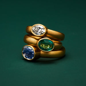 Sonoma Oval Emerald Ring in 20K Peach Gold Reinstein Ross Goldsmiths