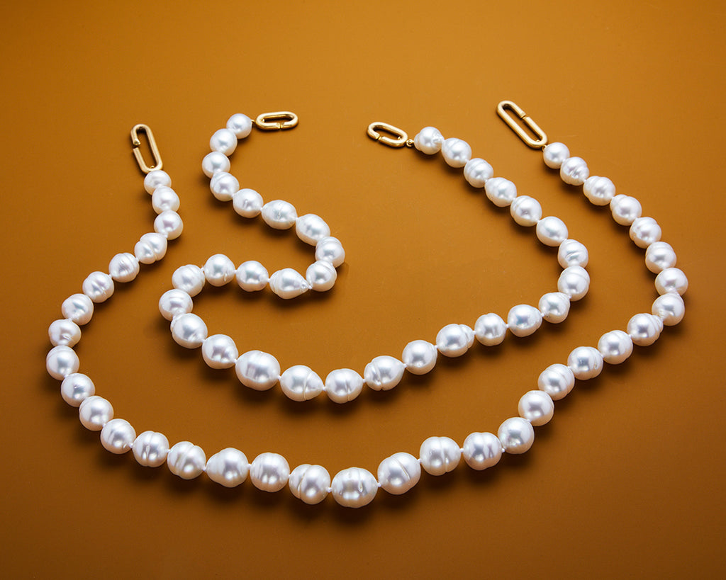 Hunter Mini South Sea Baroque Pearl Necklace in 20K Peach Gold- 19"