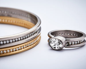 Shimmer Oval Diamond Ring in 18K Alpine Gold Reinstein Ross Goldsmiths