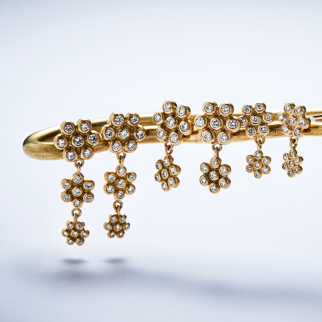 Snowdrop Two-Part Mixed Diamond Earrings in 20K Peach Gold