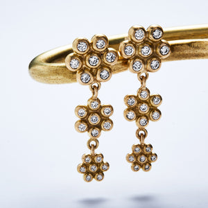 Snowdrop Three-Part Mixed Diamond Earrings in 20K Peach Gold Reinstein Ross Goldsmiths