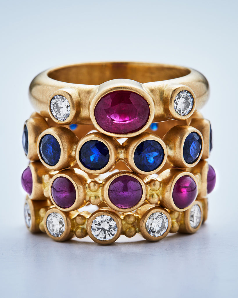 Garland Cabochon Ruby Band in 20K Peach Gold