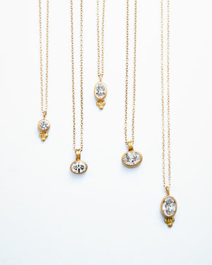 Dyan Small Oval Diamond Necklace in 20K Peach Gold- 18" Reinstein Ross Goldsmiths