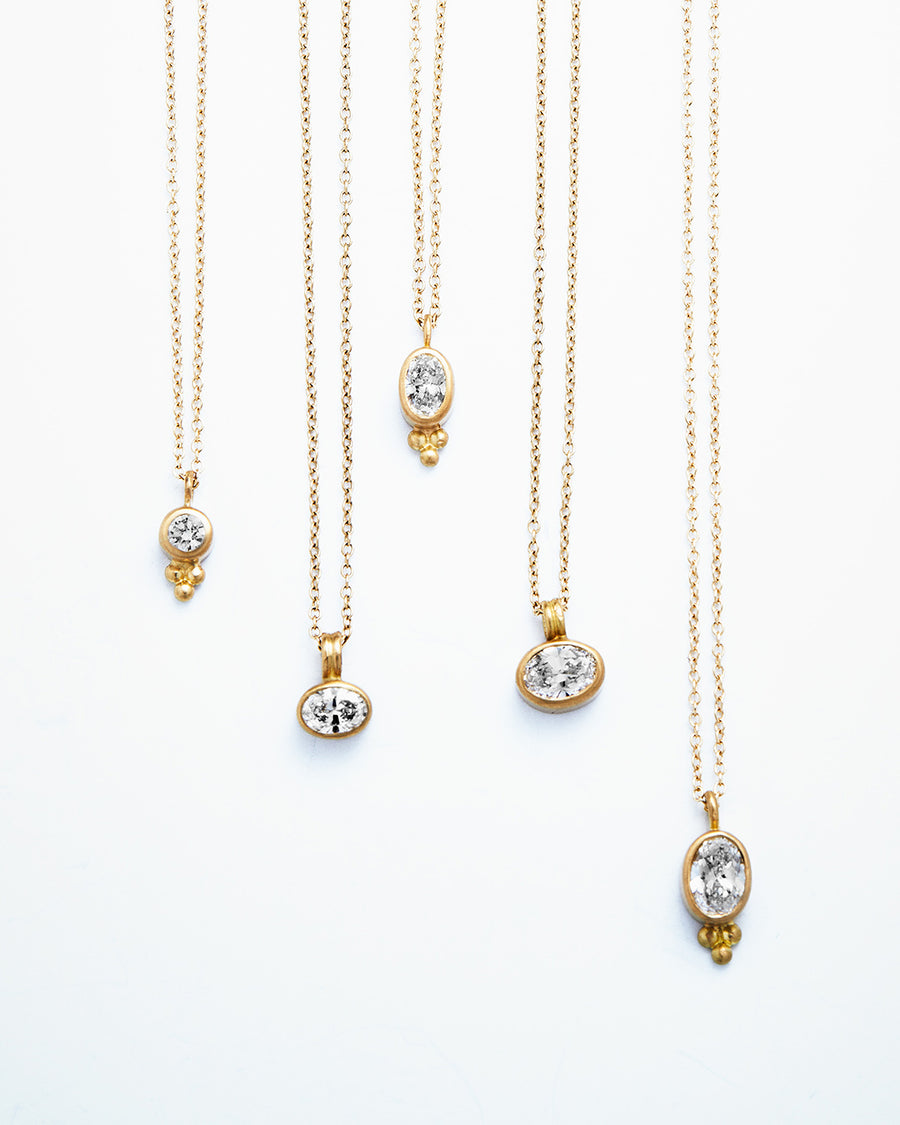 Dyan Large Pendant Necklace with Oval Diamond set in 20K Peach