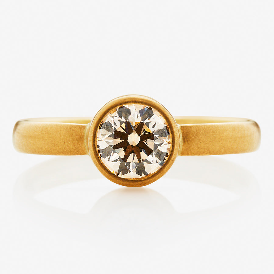 Sonoma Mini Round Champagne Diamond Ring in 20K Peach Gold Reinstein Ross Goldsmiths
