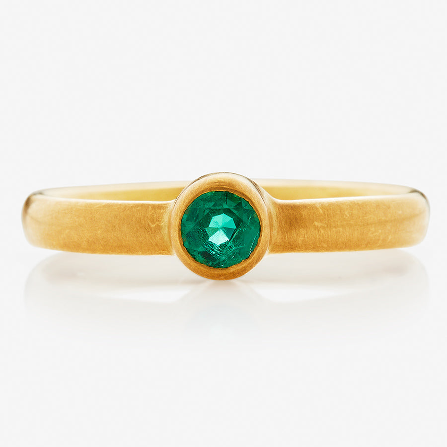 Sonoma Mini Round Emerald Ring in 20K Peach Gold Reinstein Ross Goldsmiths