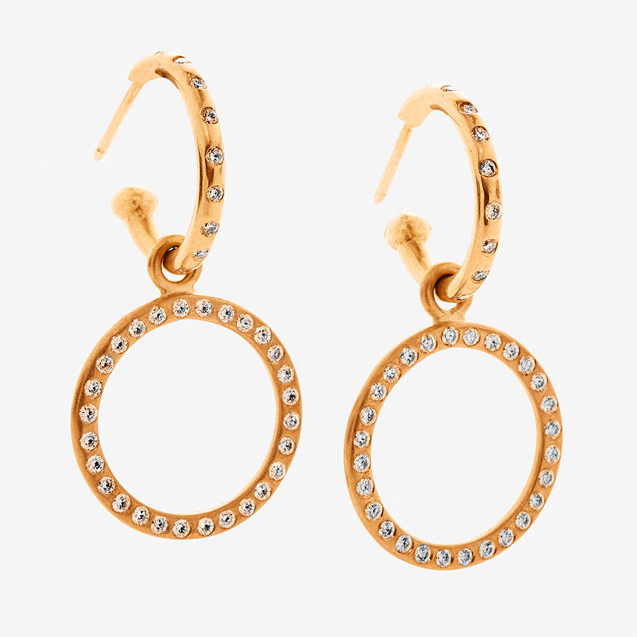 Snowdrop Small Earring Drops with Diamonds in 22K Apricot Gold