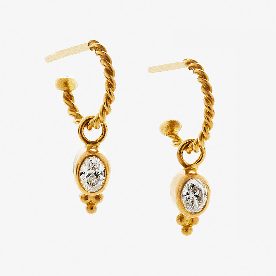 Tania Oval Diamond Drops in 20K Peach Gold