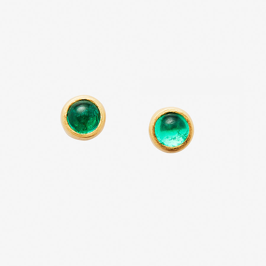 Sedona Cabochon Emerald Studs in 20K Peach Gold Reinstein Ross Goldsmiths