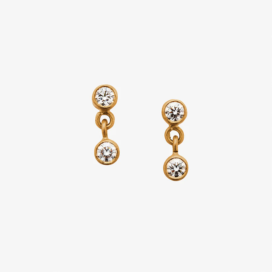 Meadow Double Small Diamond Earrings in 22K Apricot Gold Reinstein Ross Goldsmiths