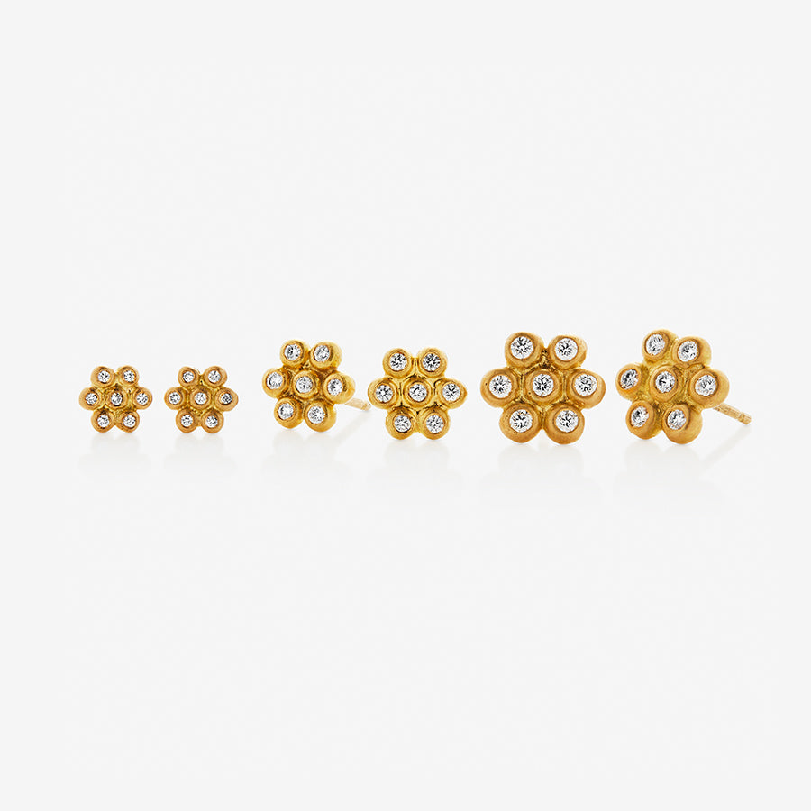Snowdrop Mini Diamond Studs in 20K Peach Gold Reinstein Ross Goldsmiths