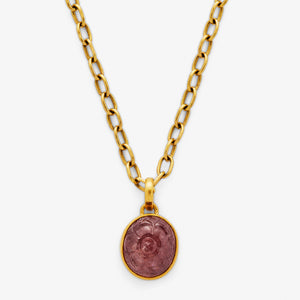 Sedona Large Oval Carved Red Sapphire Pendant in 22K Nectar Gold Reinstein Ross Goldsmiths