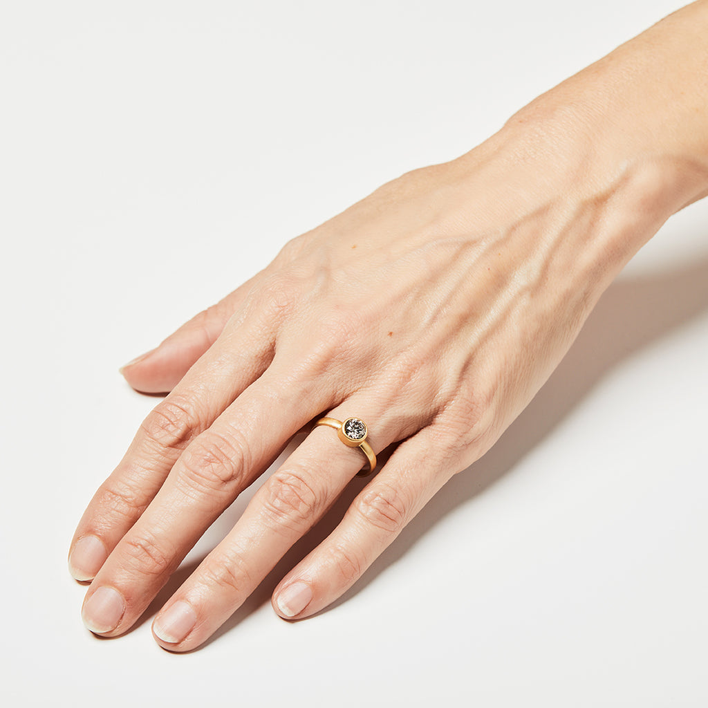 Sonoma Mini Round Champagne Diamond Ring in 20K Peach Gold